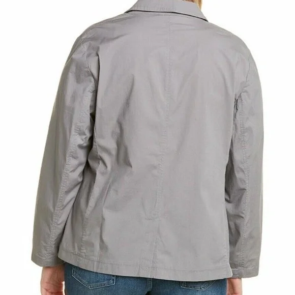 NWT 248.00 EILEEN FISHER Stretch Poplin Blazer NOTCHED COLLAR JACKET ZINC